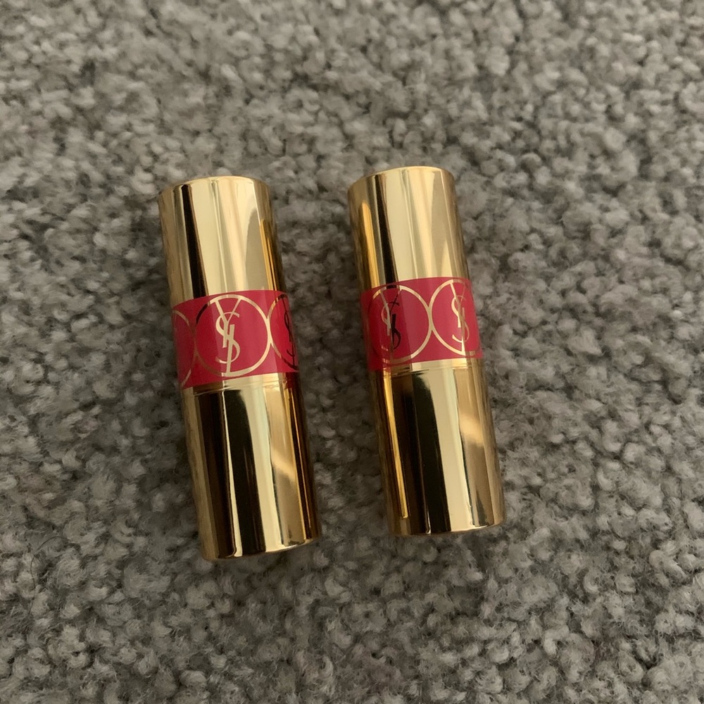 Two Mini YSL Rouge Volupte Shine Lipstick color 12